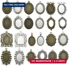 20pcs 18x25mm Oval Bezel Pendant Base Trays Cabochon Settings Trays Pendant Blan