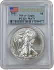 2011 Silver American Eagle Dollar 1 oz Coin PCGS MS 70 First Strike