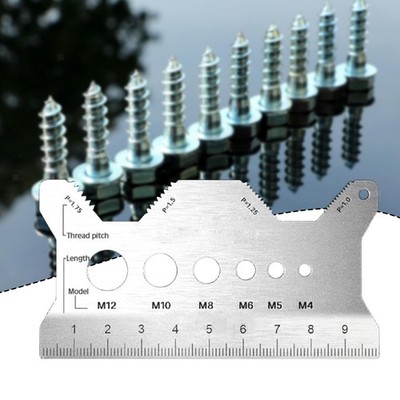 Screw Gauge Portable Stainless Steel Bolt Gauge Card for Repairers Engineers