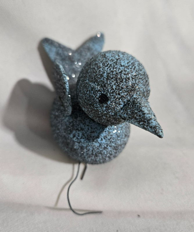Vintage Glitter covered Blue Bird Ornament