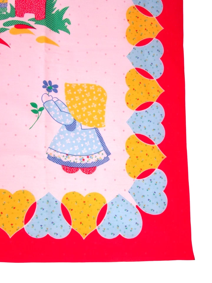 Vintage Sunbonnet Sue Sam Cheater Quilt Fabric Panel Calico Floral Heart Scotty - Image 2 of 4