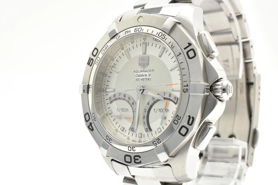 Reloj para hombre vintage [Exc+5] TAG Heuer Aquaracer calibre CAF7011 todo plateado 44 mm Foto 4 de 4