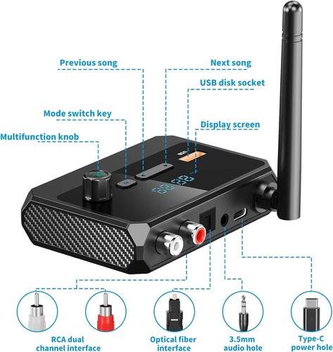 Digital Wireless Bluetooth Audio Receiver Adapter Stereo for Car Home TV Laptop - Picture 6 of 16