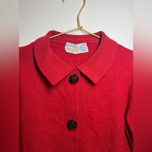 Cardigan maglione vintage Ballantyne of Peebles rosso cashmere taglia 36 vacanza - Foto 4 di 9