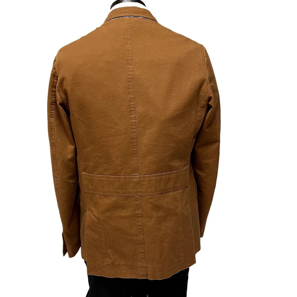 Casaco esportivo Hickey Freeman marrom SURGEON CUFF jaqueta SAFARI blazer não estruturado - Imagem 3 de 4