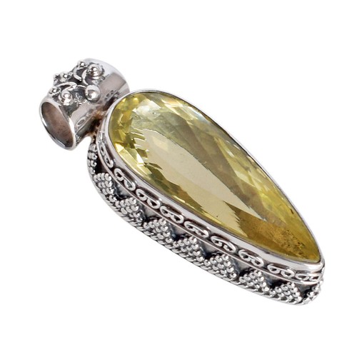 Pendentif En Alexandrite Lab Créée Argent 925 - Pierre Changeante Style émeraude Coupée à La Main