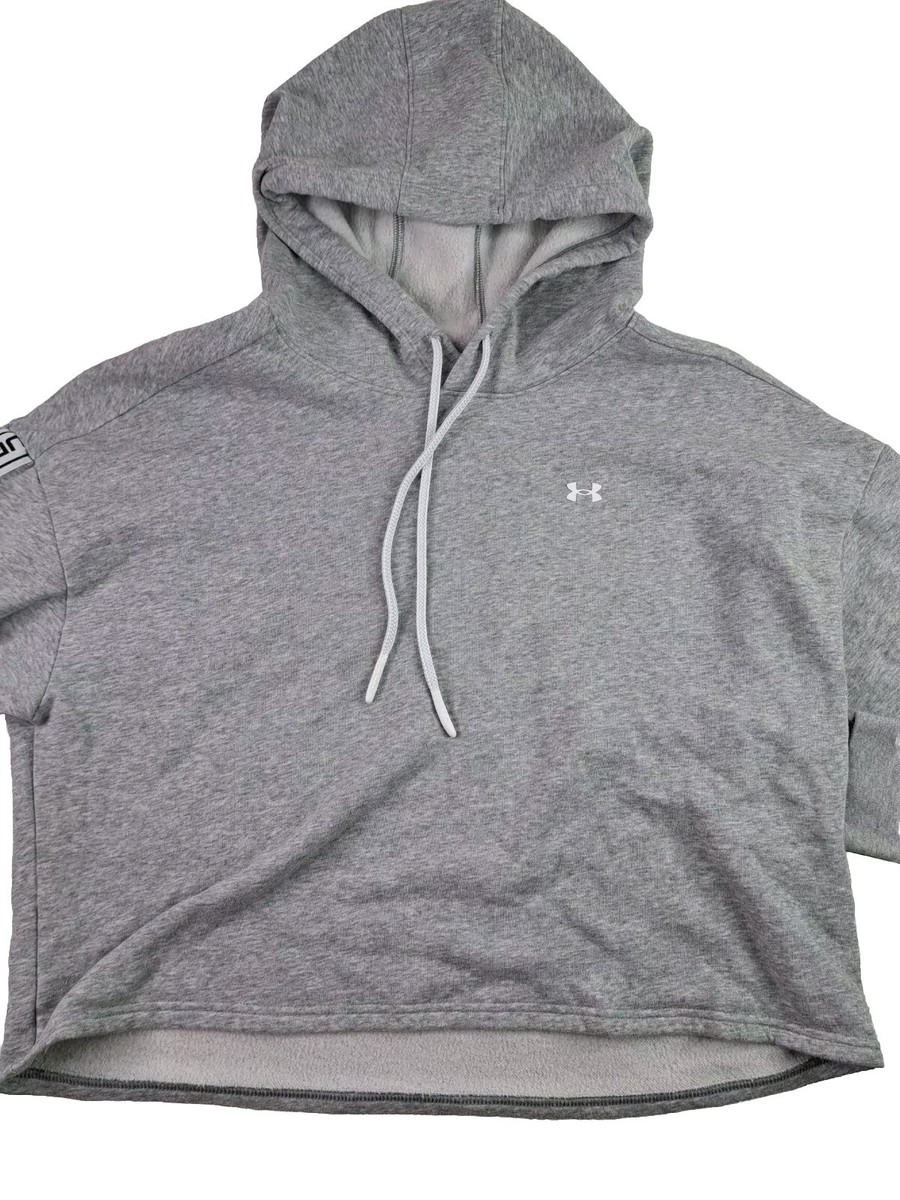 Under Armour Women's Crop UA Rival Fleece Pullover Hoodie Gray X-Large