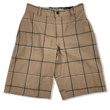 ZeroXposur Boys Performance Shorts Taupe Plaid Size 12 Polyester Spandex Hybrid