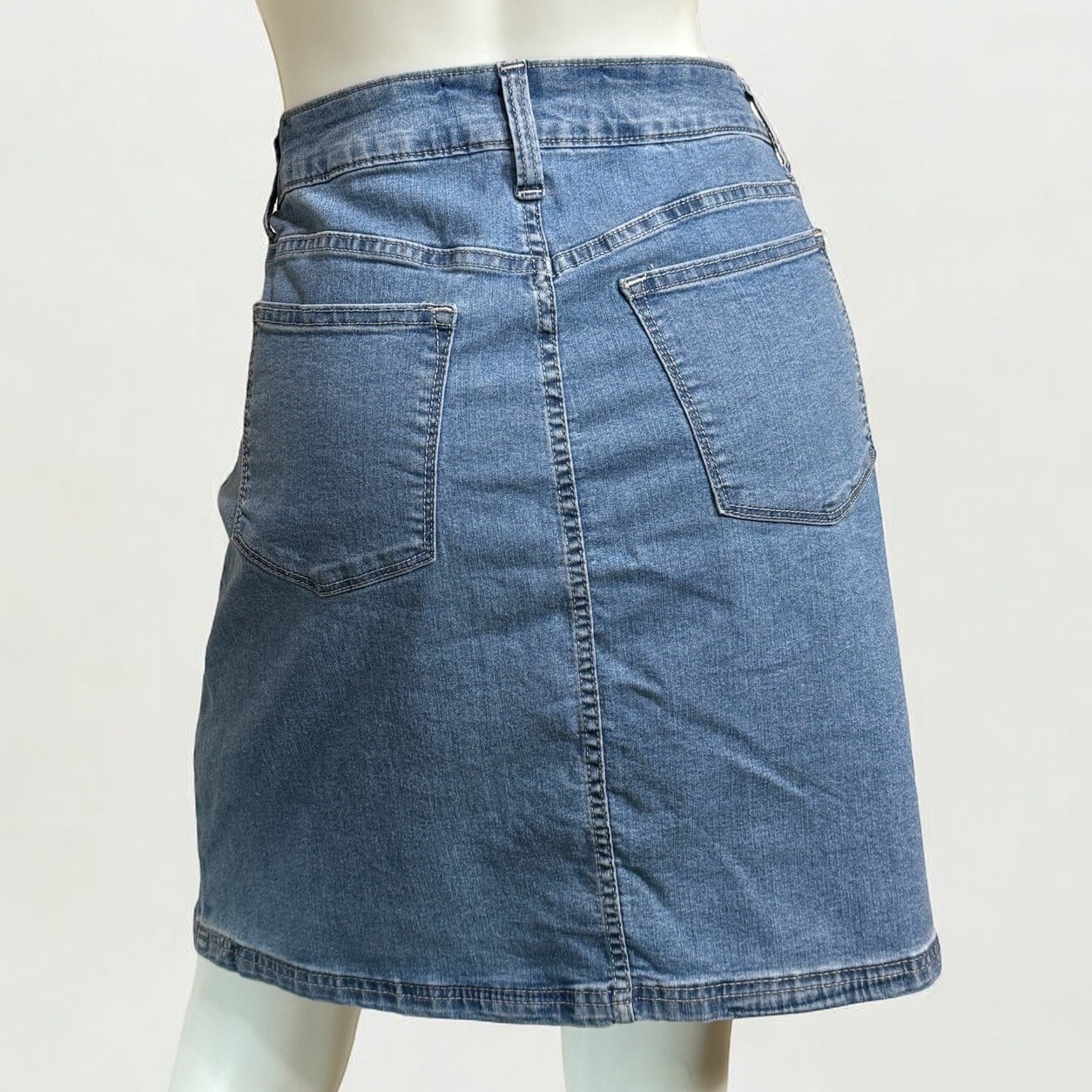 Denim Skort Skirt Size 14 Shorts Lined Medium Blue Jean Stretch Mini Riders Lee image 4