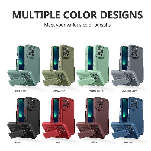 For iPhone 15 14 13 Pro Max 12 Rugged Shockproof Heavy Duty Stand Case+Belt Clip - Picture 13 of 20