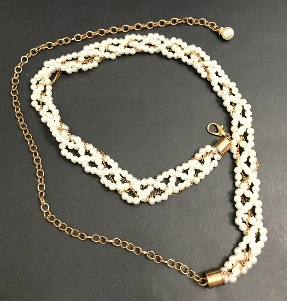 Women's Chain Belt One Size Gold Faux Pearl Dress Fashion Waist Beaded  Metal | eBay