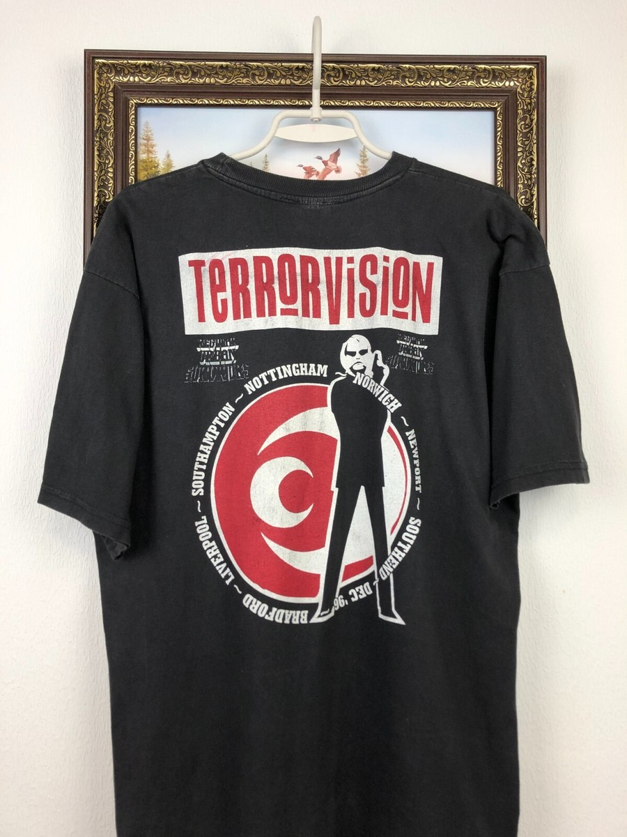 Vintage 90's Terrorvision Shirt Mens Britpop Rock Band Tee Black