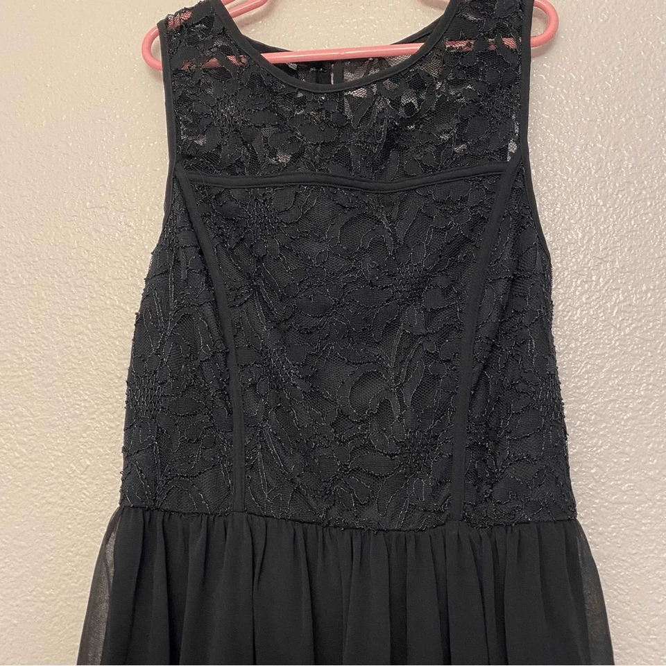 Lily Rose girls/youth/Junior Lace Chiffon Mini Dress Black Sleeveless Lined-XS - Image 4 of 4