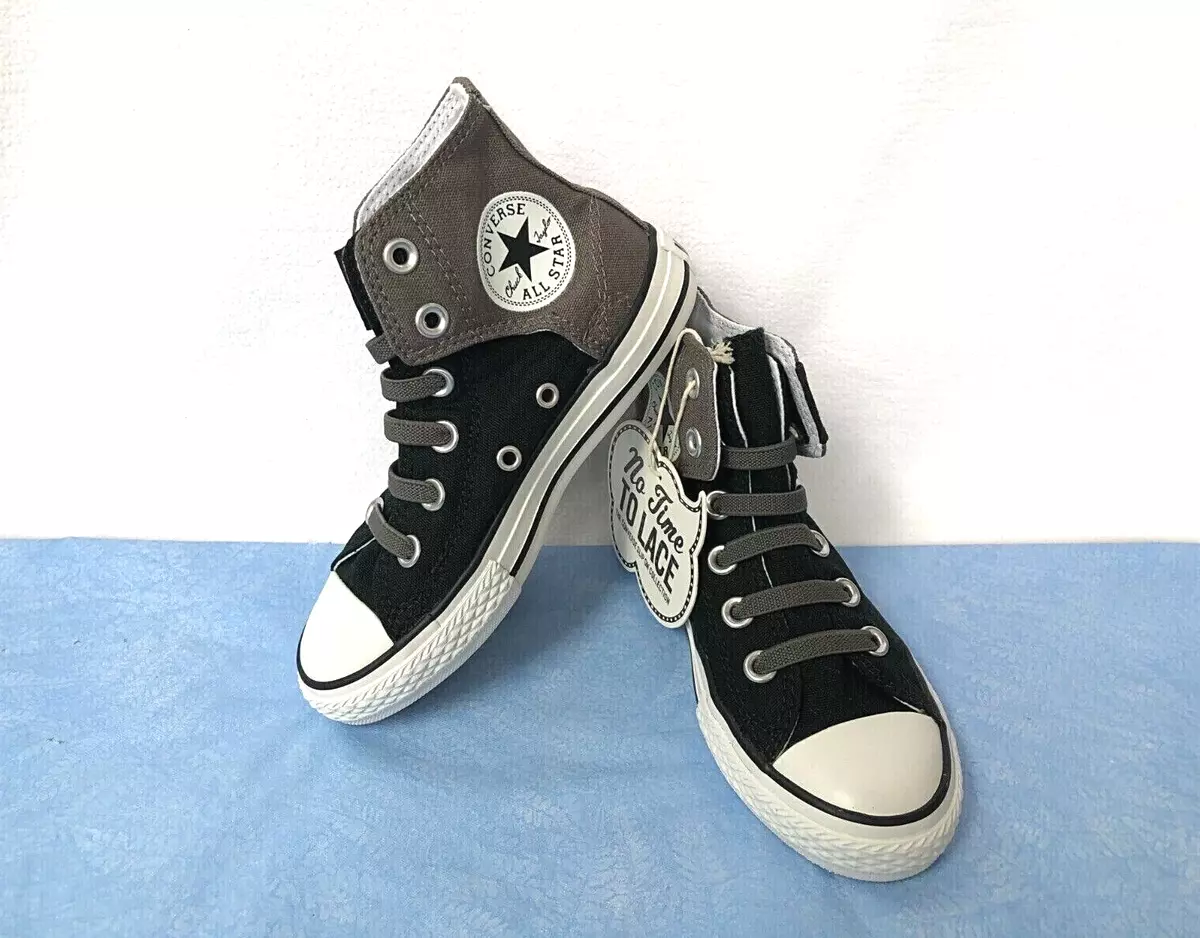 NEW CONVERSE Chuck Taylor EASY SLIP SNEAKERS Shoes~Boy Sz 12~Slip-On BLACK  GREY