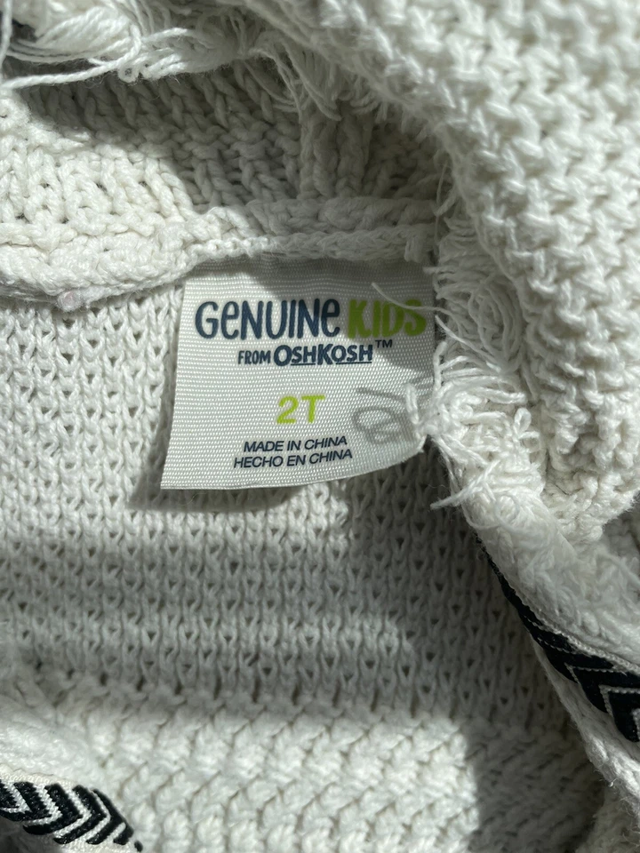 Genuine Kids by Oshkosh White Knit Boho Hoodie 2T Toddler Fringe - Image 4 of 4