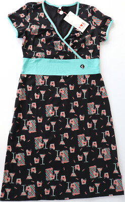 Dress Bloodsisters Short Sleeve Summer Cocktail Bar Soul Food Black Turquoise