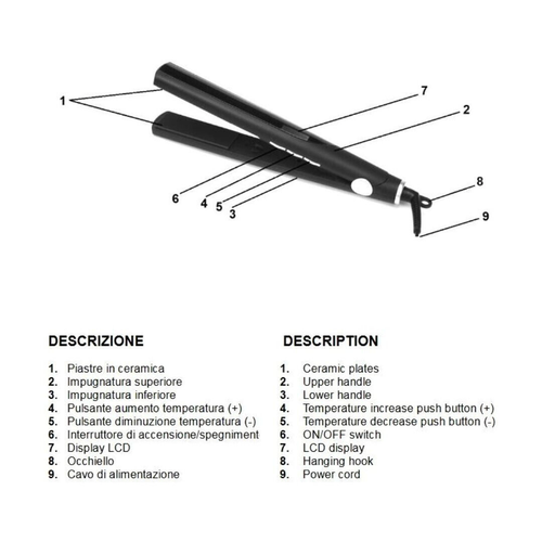 Piastra per CAPELLI lisci in ceramica lisciante 210° regolabile display digitale - Imagen 8 de 12