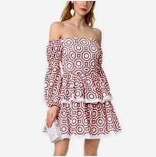 Alexis Dress Lezah Eyelet Cotton in Red/White size M