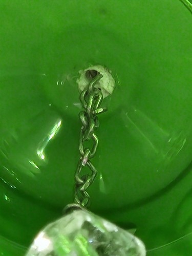 Vintage Czech Bohemian Green White Cased Glass Bell Hand Painted Flowers - Picture 12 of 12
