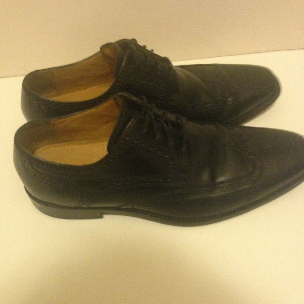 Sz 10.5M Cole Haan Mens Black Wingtip Oxford Dress Shoes Leather Lace Up C07680 Cole Haan Mens Dress Shoes Black Leather Wingtip Derby Size  main image 4