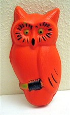 Vintage Halloween Orange Owl on Perch Cake Topper Old Store Stock