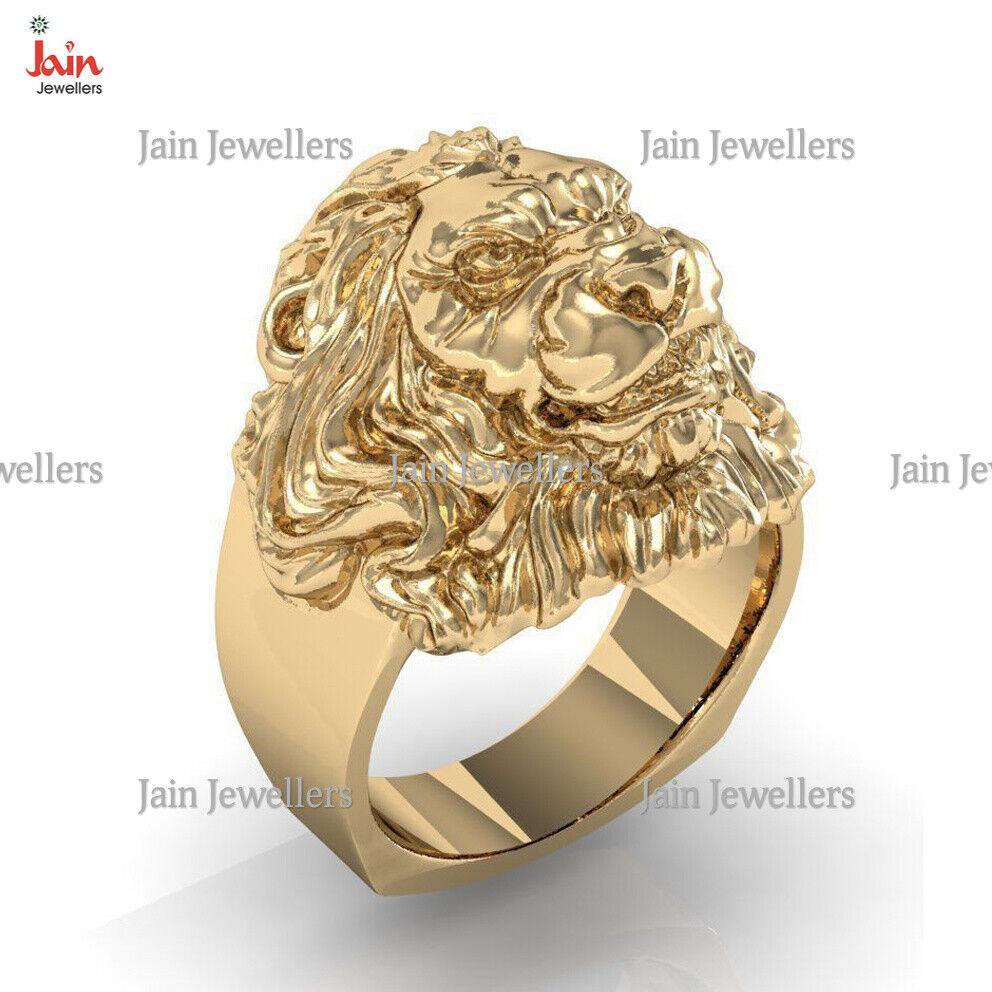 18 Kt, 22 Kt Real Solid Yellow Gold Lion Head Men'S Ring 18 Kt, 22 Kt Real Solid Yellow Gold Lion Head Men'S Ring