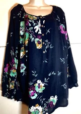 FADED GLORY WOMENS SIZE XL TOP MULTI FLORAL PRINT
