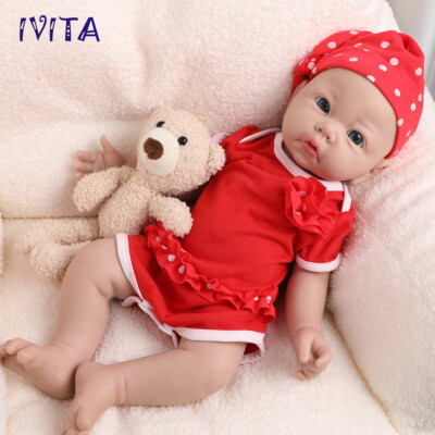 IVITA 17'' Soft Silicone Reborn Baby Girl Dolls Lifelike Floppy Silicone Doll