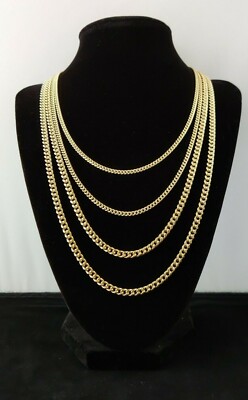 Gelbgold Miami Cuban Kette Halskette und Armband 3 mm, 4,2 mm Echt 10 Karat Gold