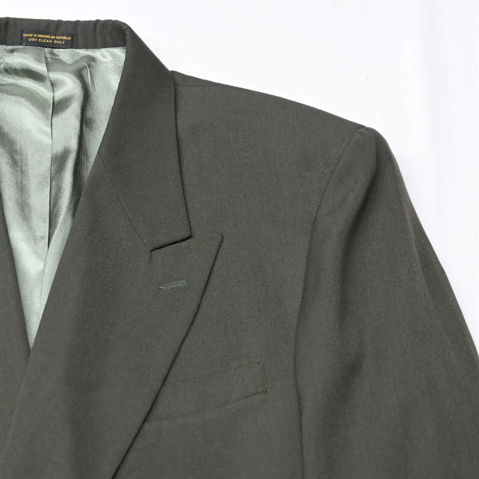 Robert Stock 44R 33x34 Olive Green Double Breast Jacket Pants Suit - Image 2 of 4