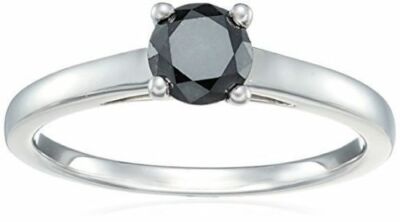 AAA Excellent 925 Silber Solitaire Ring-Jubiläumsgeschenk Black Diamond...