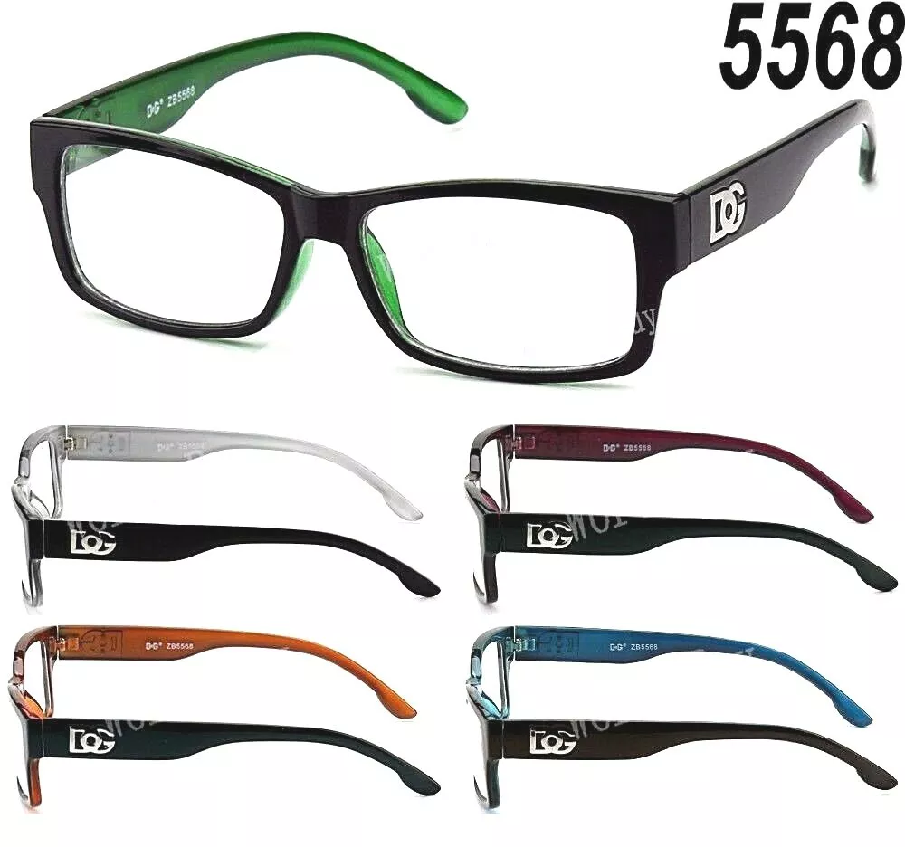 Mens Women Clear Fake Lens Square Frame Eye Glasses Designer Fashion Two  Tone RX