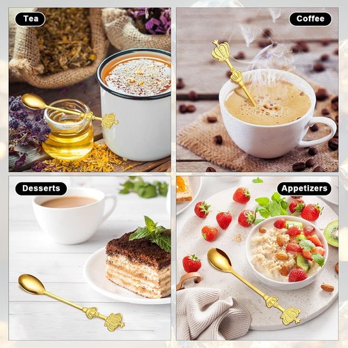 Fuutreo 24 Sets Bridal Shower Tea Party Favors for Guests Crown Spoons Gold - Picture 7 of 8