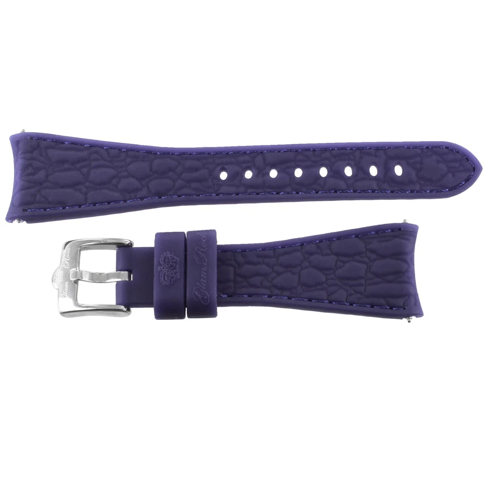 Correa de reloj de extremo curvo azul marino de silicona de alta calidad Glam Rock de 22 mm Foto 3 de 4