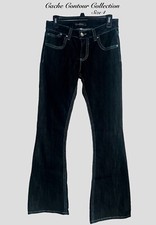 Vtg Y2K Denim CACHE Contour Collection 9  Rise Bootcut BELL Bottom Sz 4 Tall