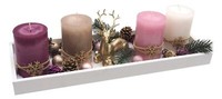 Adventsgesteck Weihnachten Weihnachtsdeko Tablett Hirsch Gold Rosa Beere Deko