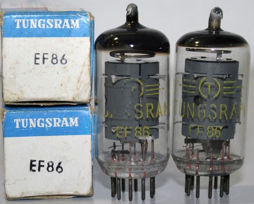 EF86 TUNGSRAM "O" Getter Grey Round Plate Amplitrex Tested NOS Qty 1 Match Pair - Picture 2 of 8