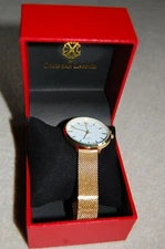 BNIB CHRISTIAN LACROIX QUARTZ WATCH - METALLIC MESH BRACELET STRAP