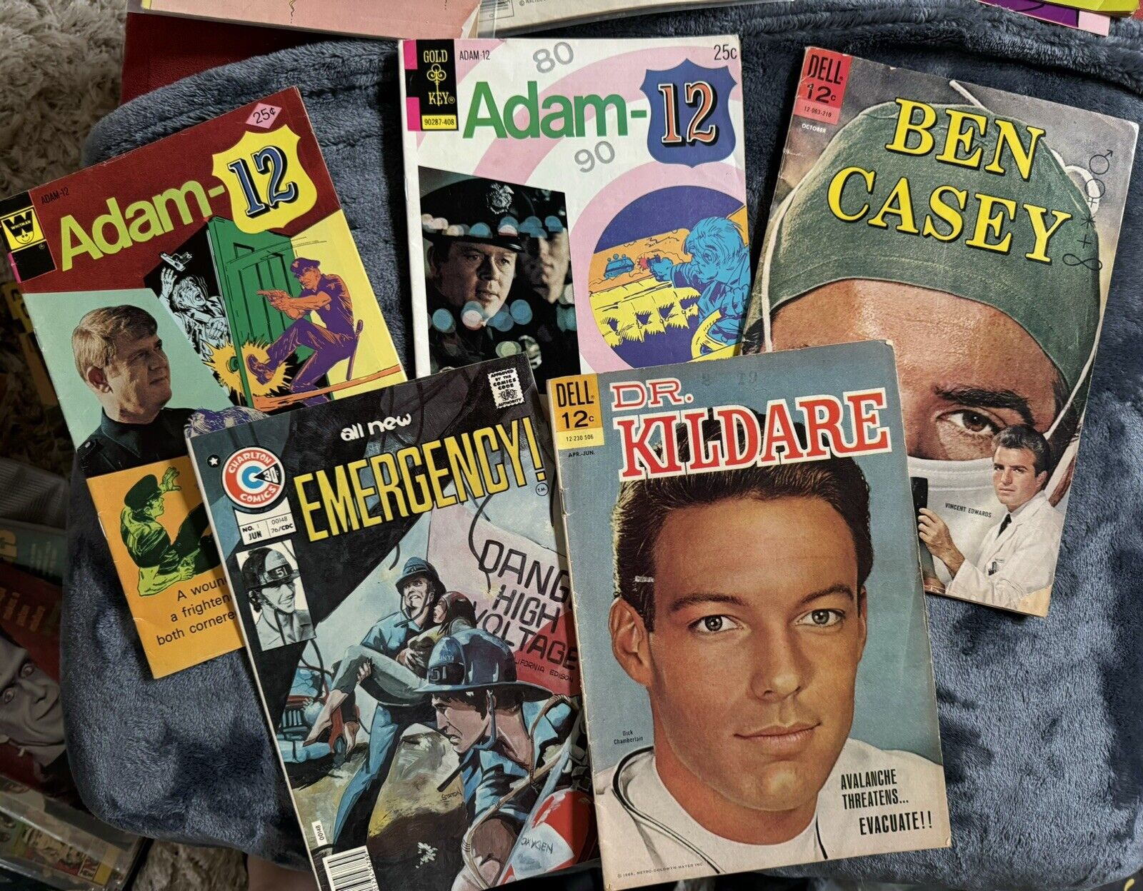 5 comic books First Responders Dr Kildare, Ben Casey, Adam 12, Emergency
