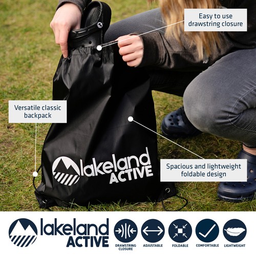 Lakeland Active Penrith Cordón Gimnasio Bolsa Deporte Fútbol Gimnasio PE Kit Negro Rojo - Imagen 6 de 12