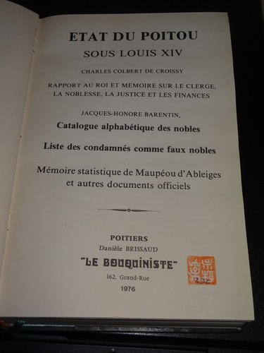 ÉTAT DU POITOU SOUS LOUIS XIV - Charles Dugast-Matifeux - 1976 - Imagen 3 de 8