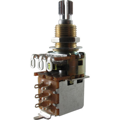 Bourns Mini Guitar Potentiometer W/ Push Pull Switch, 250K Audio, Knurled Split Shaft (609722126038)