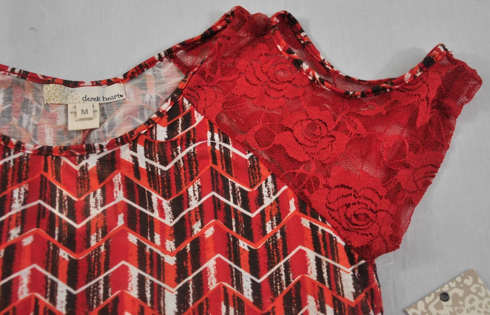 women's Derek Heart size junior medium sleeveless red with lace on sleeves polye - Image 4 of 4