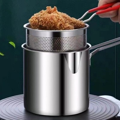 304 Edelstahl Friteuse Topf mit Korb kleine Bratpfanne