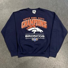 Vintage 90s Denver Broncos NFL crewneck sweatshirt size XL Navy Blue Back Hit