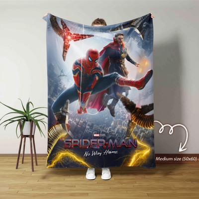 Masked Web Hero Action Flannel Blanket City Night Adventure Throw