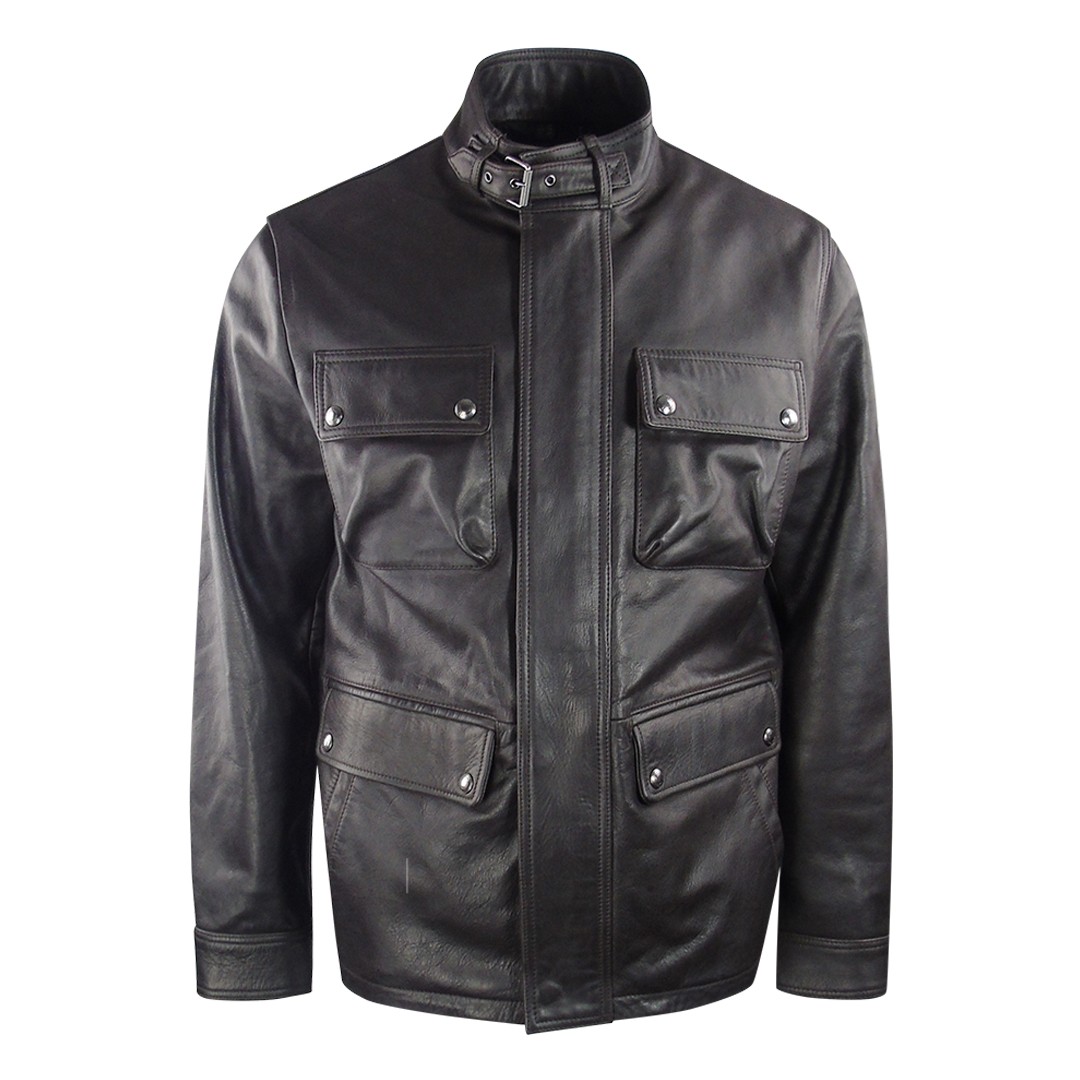Темно-коричневая кожаная куртка Grant от Belstaff