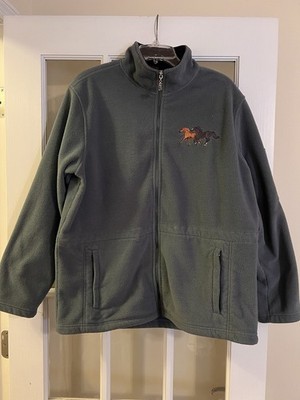 Danbury Mint Fleece Jacket Horses Stallions Embroidered Full Zip Size Large