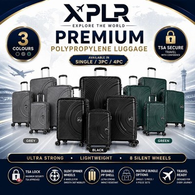 XPLR 3/4-teiliges PP-Hartschalen-Taschen-Set   Gepäck mit großem 32-Zoll-Koffer Option