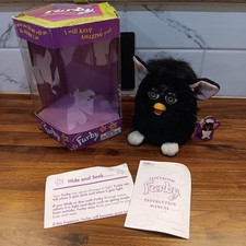VTG 1998 Tiger Electronics Furby Black White W/Original Box Tags Works Great